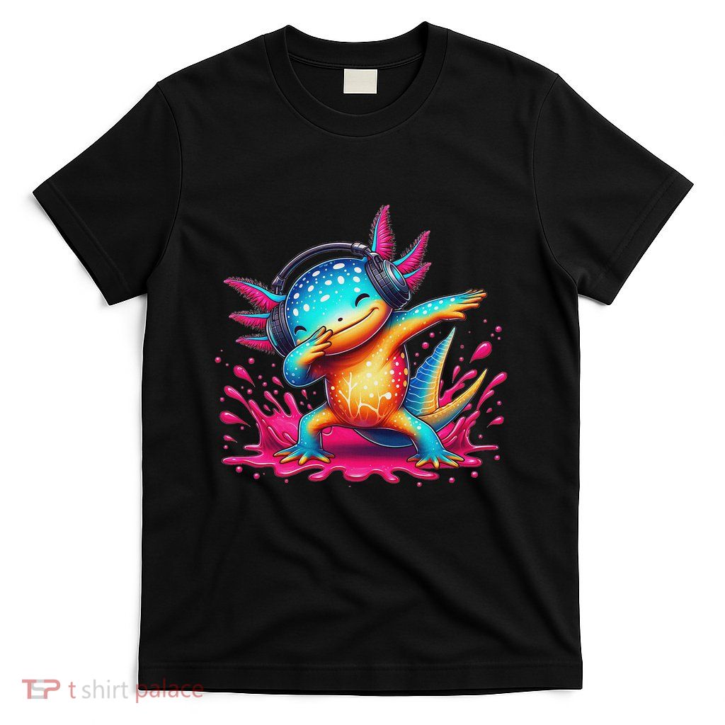 Dabbing Axolotl Kawaii Gaming Headphone Women T-Shirt