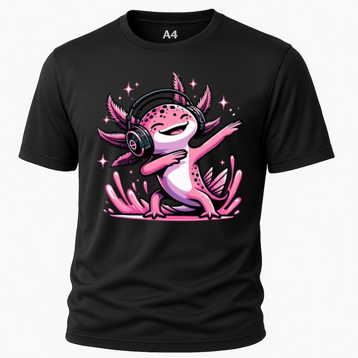 Dabbing Axolotl Kawaii Cute Axolotl Gaming Cooling Performance Crew T-Shirt