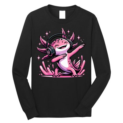 Dabbing Axolotl Kawaii Cute Axolotl Gaming Long Sleeve Shirt