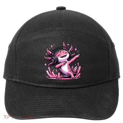 Dabbing Axolotl Kawaii Cute Axolotl Gaming 7-Panel Snapback Hat