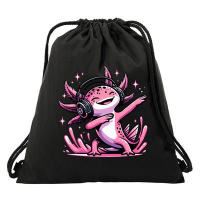 Dabbing Axolotl Kawaii Cute Axolotl Gaming Drawstring Bag
