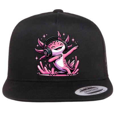 Dabbing Axolotl Kawaii Cute Axolotl Gaming Flatbill Hat
