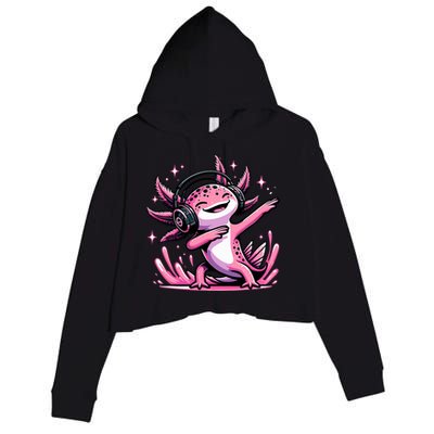 Dabbing Axolotl Kawaii Cute Axolotl Gaming Crop Fleece Hoodie