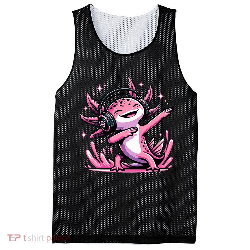 Dabbing Axolotl Kawaii Cute Axolotl Gaming Mesh Reversible Basketball Jersey Tank