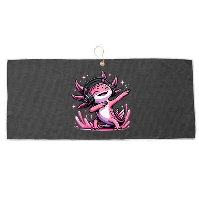 Dabbing Axolotl Kawaii Cute Axolotl Gaming Large Microfiber Waffle Golf Towel