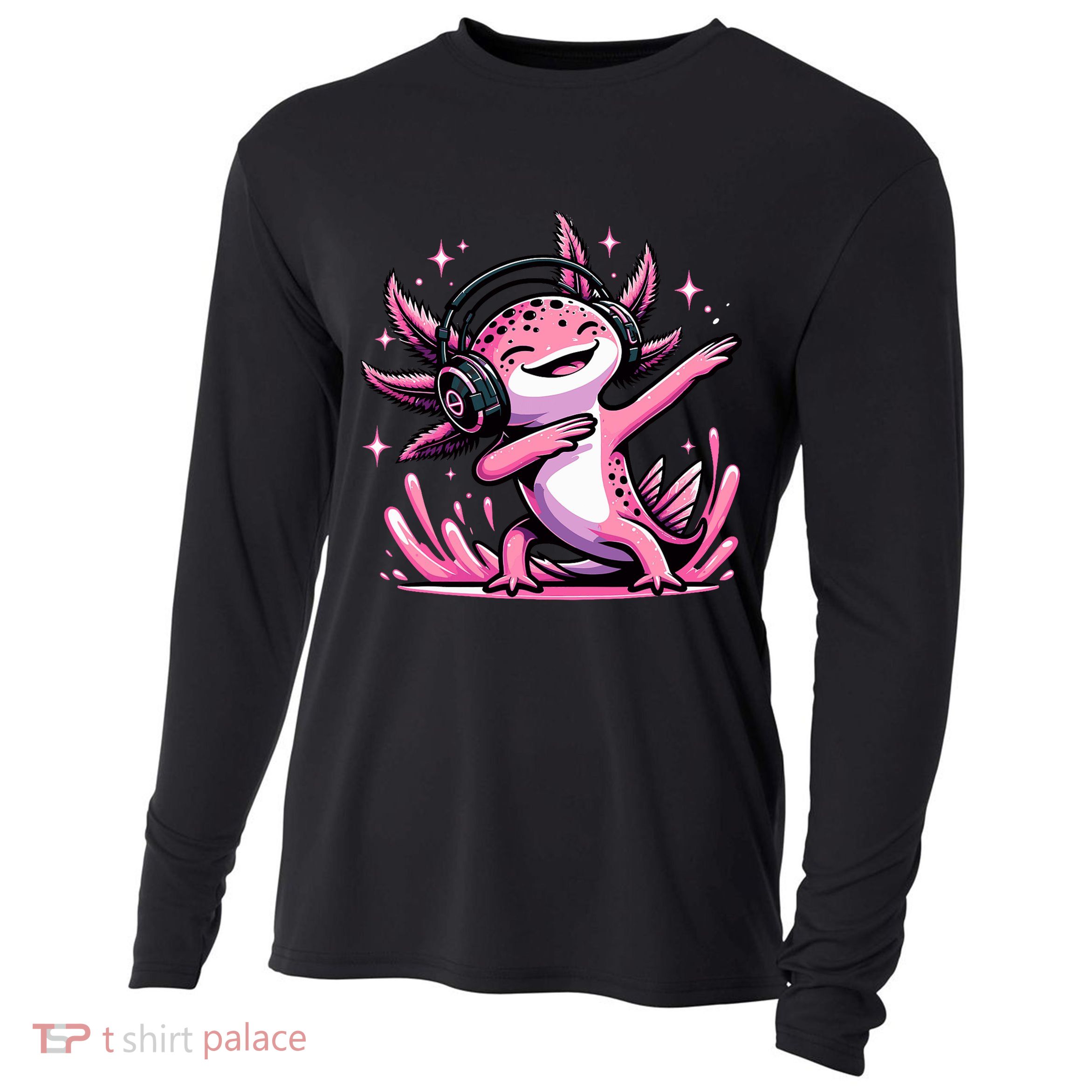Dabbing Axolotl Kawaii Cute Axolotl Gaming Cooling Performance Long Sleeve Crew