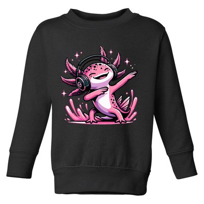 Dabbing Axolotl Kawaii Cute Axolotl Gaming Toddler Sweatshirt
