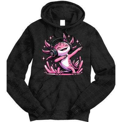 Dabbing Axolotl Kawaii Cute Axolotl Gaming Tie Dye Hoodie