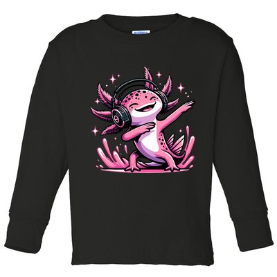 Dabbing Axolotl Kawaii Cute Axolotl Gaming Toddler Long Sleeve Shirt