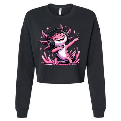 Dabbing Axolotl Kawaii Cute Axolotl Gaming Cropped Pullover Crew