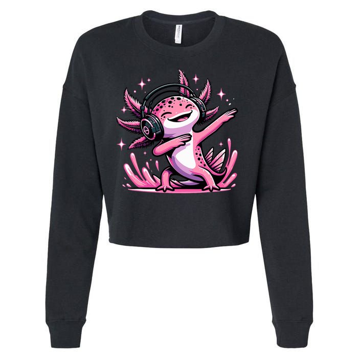 Dabbing Axolotl Kawaii Cute Axolotl Gaming Cropped Pullover Crew
