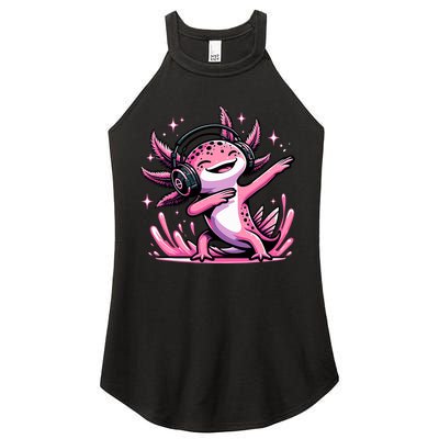 Dabbing Axolotl Kawaii Cute Axolotl Gaming Women's Perfect Tri Rocker Tank