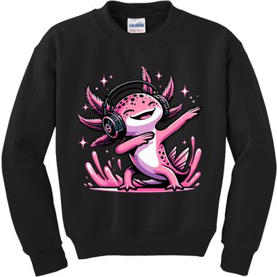 Dabbing Axolotl Kawaii Cute Axolotl Gaming Kids Sweatshirt
