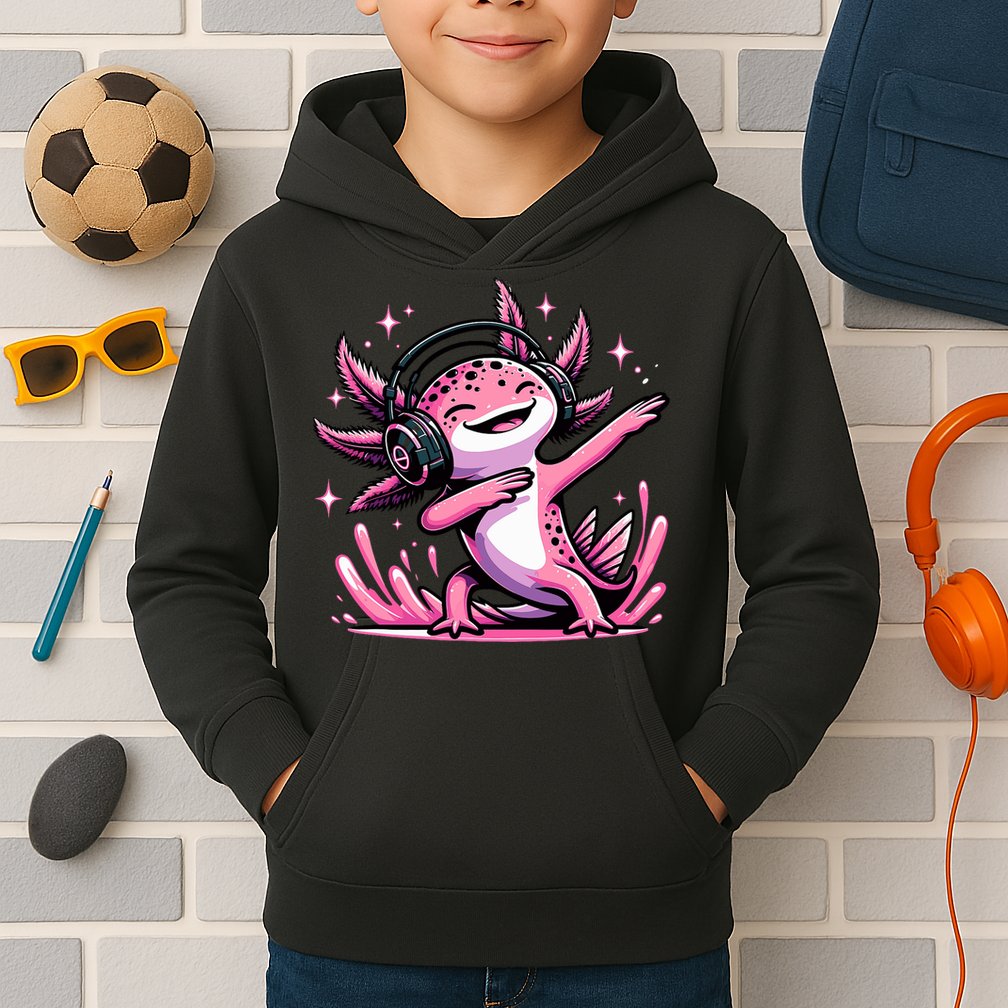Dabbing Axolotl Kawaii Cute Axolotl Gaming Kids Hoodie