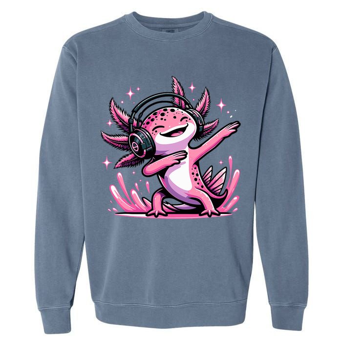 Dabbing Axolotl Kawaii Cute Axolotl Gaming Garment-Dyed Sweatshirt