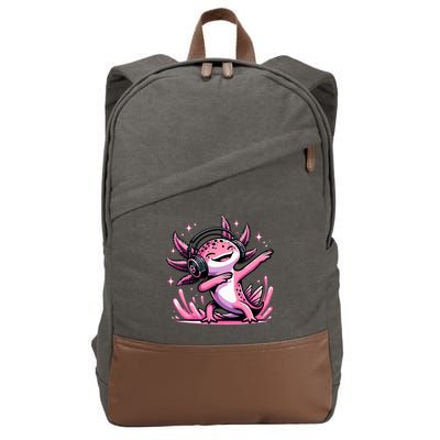 Dabbing Axolotl Kawaii Cute Axolotl Gaming Cotton Canvas Backpack