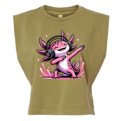 Dabbing Axolotl Kawaii Cute Axolotl Gaming Garment-Dyed Women's Muscle Tee