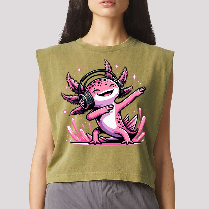 Dabbing Axolotl Kawaii Cute Axolotl Gaming Garment-Dyed Women's Muscle Tee