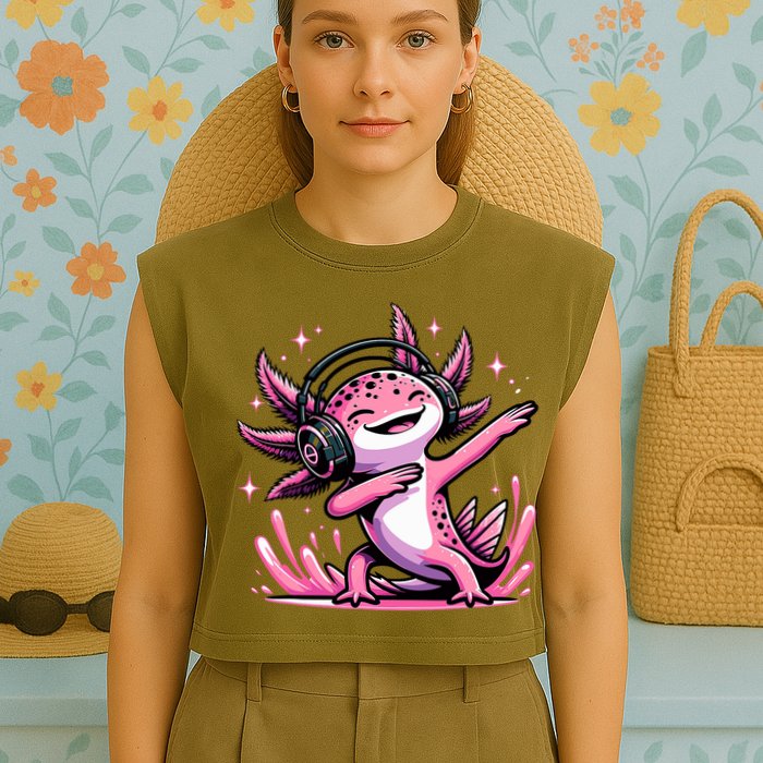 Dabbing Axolotl Kawaii Cute Axolotl Gaming Garment-Dyed Women's Muscle Tee