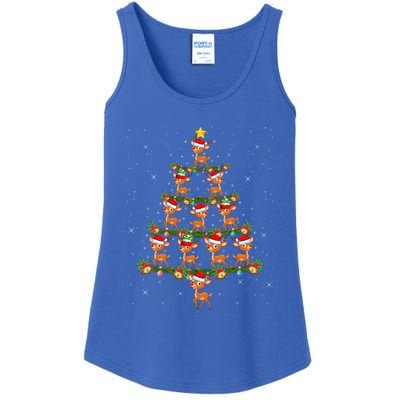 Deer Animal Lover Xmas Tree Lights Santa Deer Christmas Gift Ladies Essential Tank