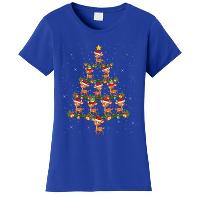 Deer Animal Lover Xmas Tree Lights Santa Deer Christmas Gift Women's T-Shirt