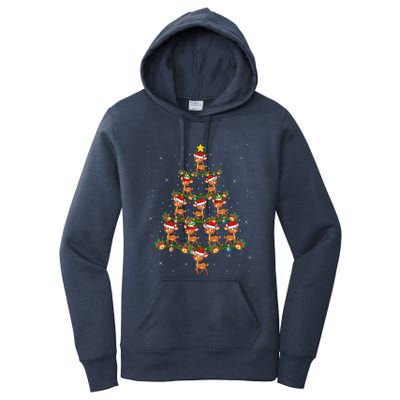 Deer Animal Lover Xmas Tree Lights Santa Deer Christmas Gift Women's Pullover Hoodie