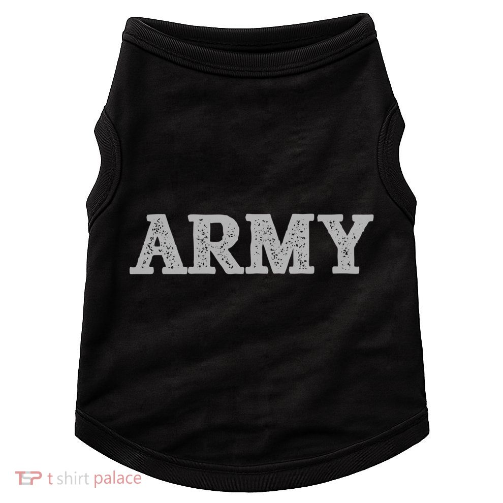 Distressed Army Logo Gray Pt Workout Retro Vintage Meaningful Gift Doggie Tank