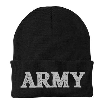 Distressed Army Logo Gray Pt Workout Retro Vintage Meaningful Gift Beanie