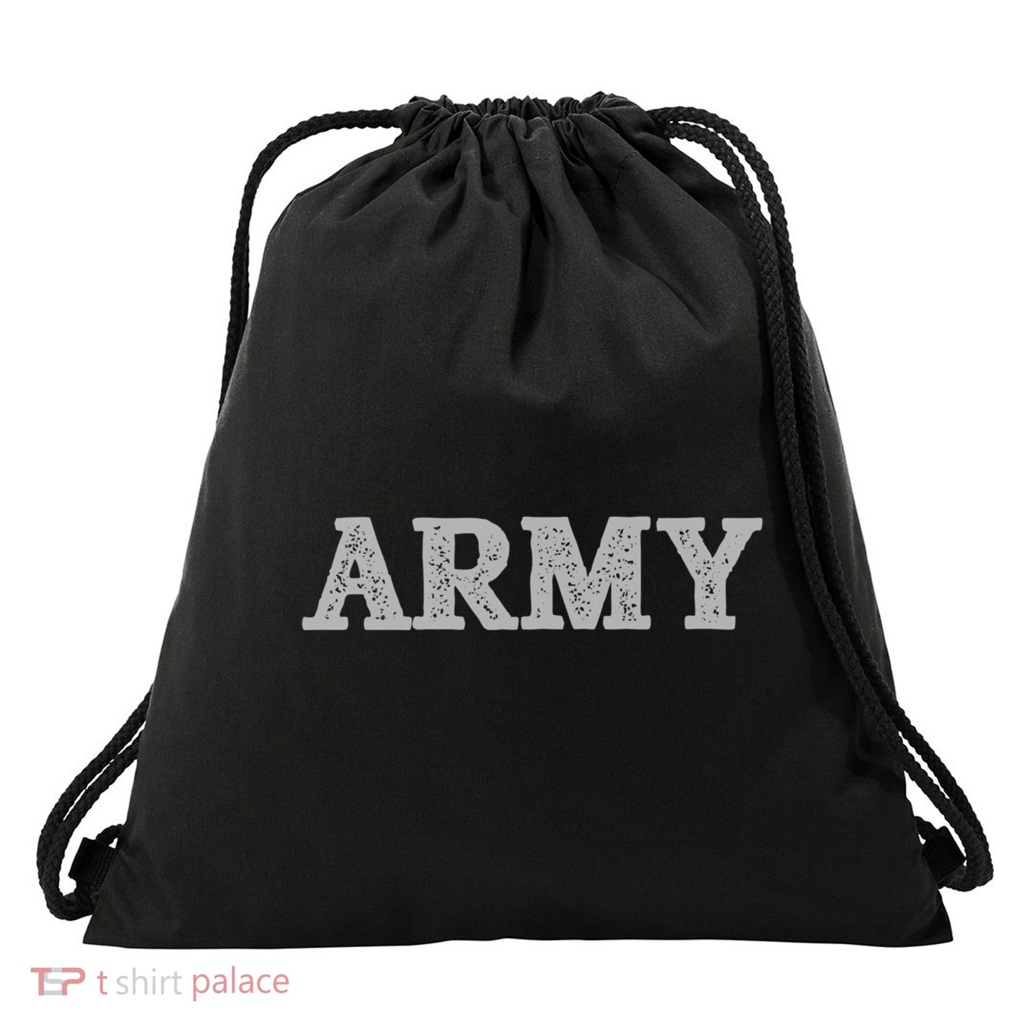Distressed Army Logo Gray Pt Workout Retro Vintage Meaningful Gift Drawstring Bag