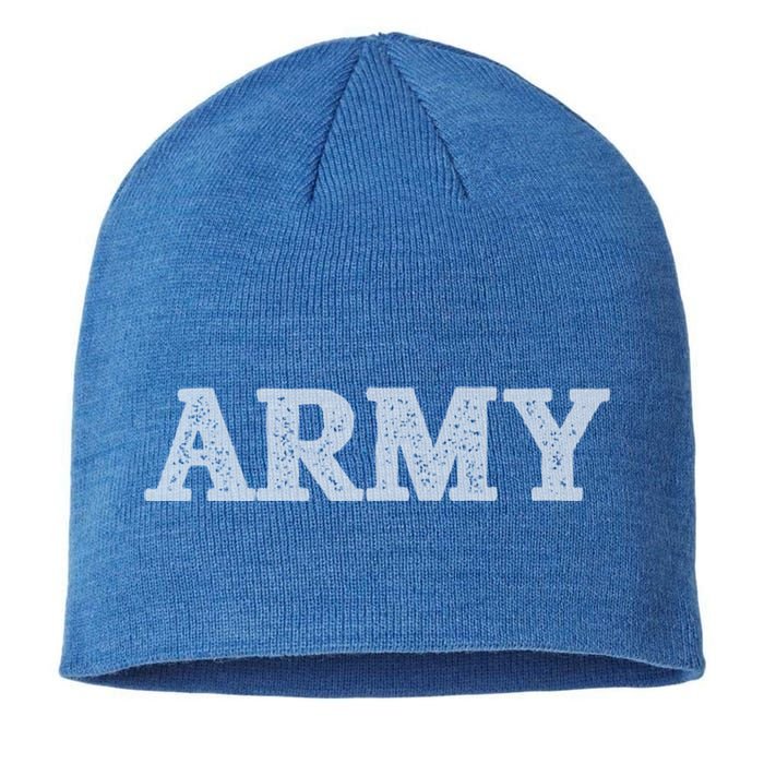 Distressed Army Logo Gray Pt Workout Retro Vintage Meaningful Gift Sustainable Beanie