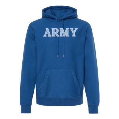 Distressed Army Logo Gray Pt Workout Retro Vintage Meaningful Gift Premium Hoodie