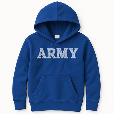 Distressed Army Logo Gray Pt Workout Retro Vintage Meaningful Gift Kids Hoodie