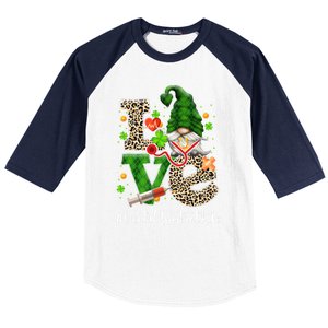 Dental Assistant Love Gnome Nurse Funny St Patricks Day Par Meaningful Gift Baseball Sleeve Shirt