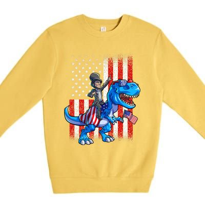 Dino Abraham Lincoln 4th Of July Shirt Boys American Flag Premium Crewneck Sweatshirt