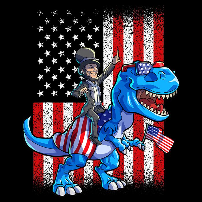 Dino Abraham Lincoln 4th Of July Shirt Boys American Flag City Backpack