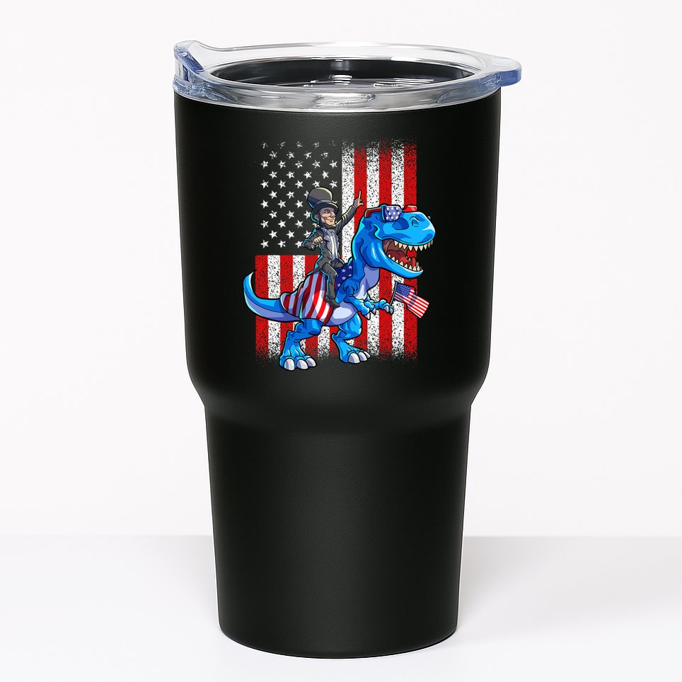 Dino Abraham Lincoln 4th Of July Shirt Boys American Flag Tumbler