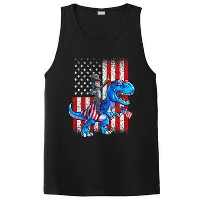 Dino Abraham Lincoln 4th Of July Shirt Boys American Flag PosiCharge Competitor Tank