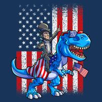 Dino Abraham Lincoln 4th Of July Shirt Boys American Flag 7 Panel Mesh Trucker Snapback Hat