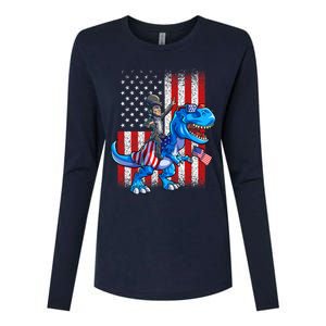 Dino Abraham Lincoln 4th Of July Shirt Boys American Flag Womens Cotton Relaxed Long Sleeve T-Shirt