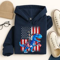 Dino Abraham Lincoln 4th Of July Shirt Boys American Flag Hoodie