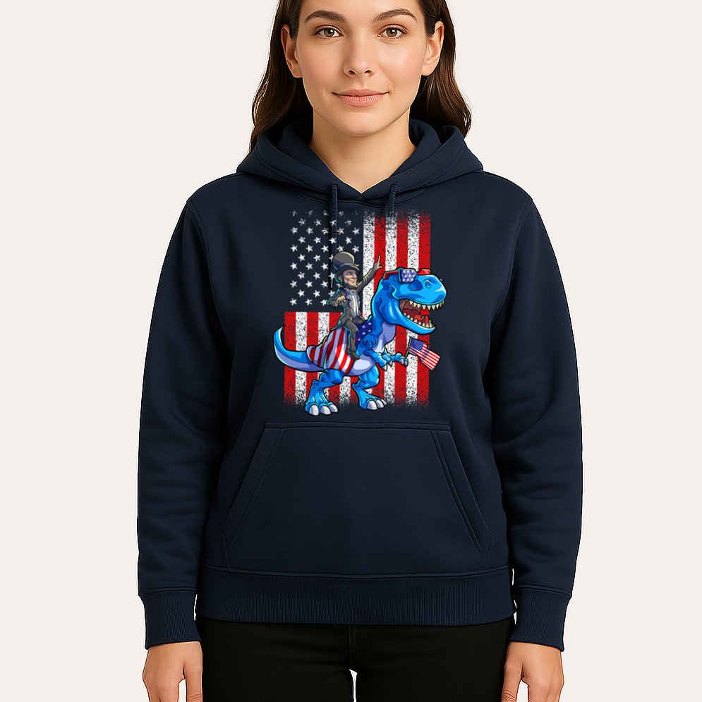 Dino Abraham Lincoln 4th Of July Shirt Boys American Flag Hoodie
