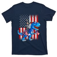 Dino Abraham Lincoln 4th Of July Shirt Boys American Flag T-Shirt