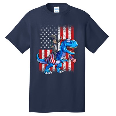 Dino Abraham Lincoln 4th Of July Shirt Boys American Flag Tall T-Shirt