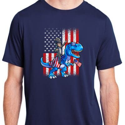 Dino Abraham Lincoln 4th Of July Shirt Boys American Flag Adult ChromaSoft Performance T-Shirt