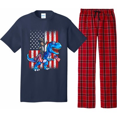 Dino Abraham Lincoln 4th Of July Shirt Boys American Flag Pajama Set