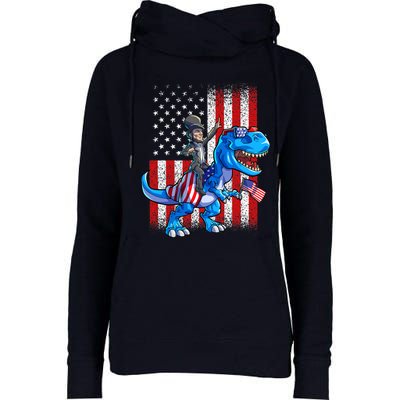 Dino Abraham Lincoln 4th Of July Shirt Boys American Flag Womens Funnel Neck Pullover Hood