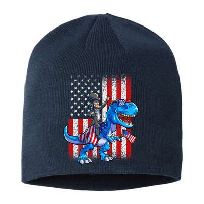Dino Abraham Lincoln 4th Of July Shirt Boys American Flag Sustainable Beanie