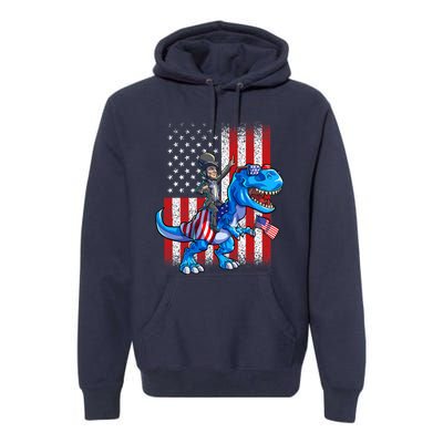 Dino Abraham Lincoln 4th Of July Shirt Boys American Flag Premium Hoodie