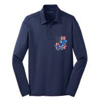 Dino Abraham Lincoln 4th Of July Shirt Boys American Flag Silk Touch Performance Long Sleeve Polo