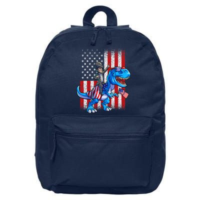 Dino Abraham Lincoln 4th Of July Shirt Boys American Flag 16 in Basic Backpack